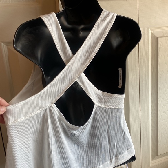 Free People Tops - Free People Movement NWT White Crossback Strap Ribbed Top Size Small